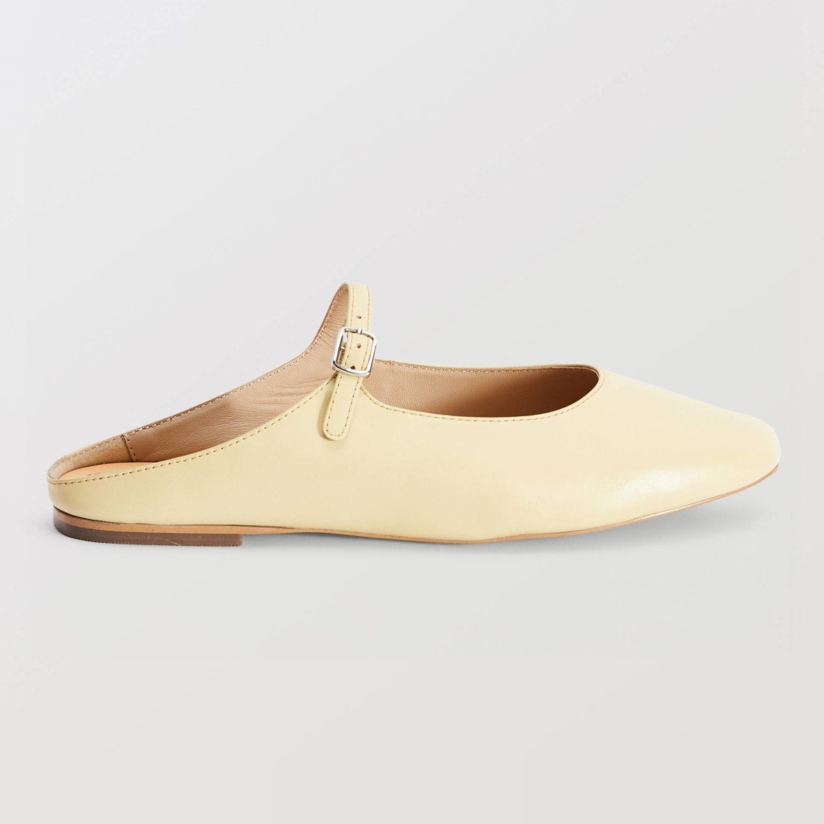 Mules à bride en cuir beurre, MONOPRIX