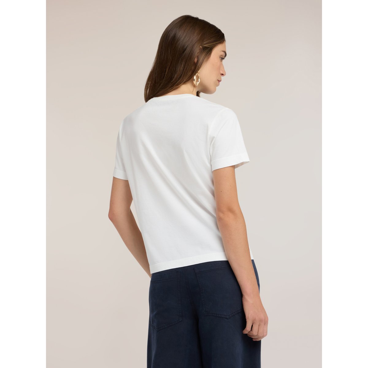 T-shirt col rond avec imprimé blanc, MOTIVI