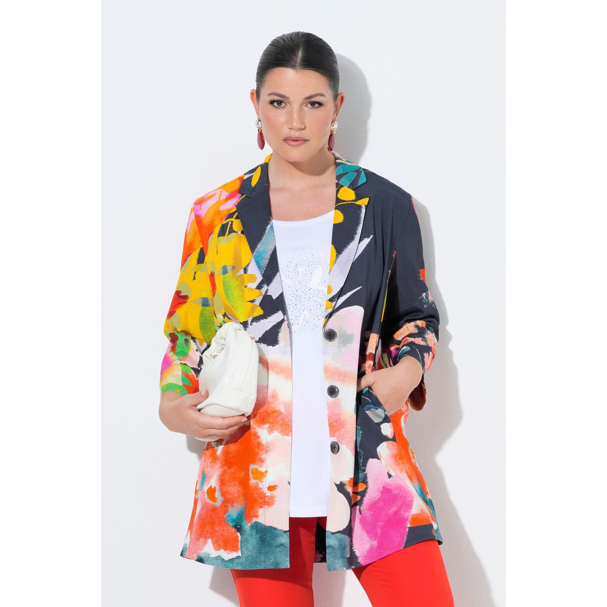 Blazer à fleurs, coupe évasée marine foncé, ULLA POPKEN