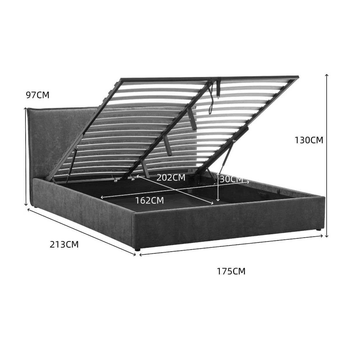 Lit coffre en tissu 160x200cm- CAMA beige, DRAWER