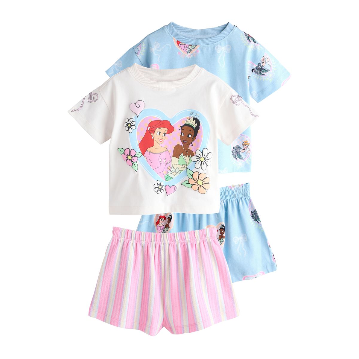 Pyjama court bleu disney princess, lot de 2 rose, NEXT