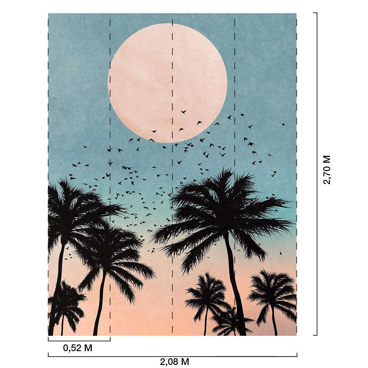 Papier peint graphique soleil rose intissé, HEXOA