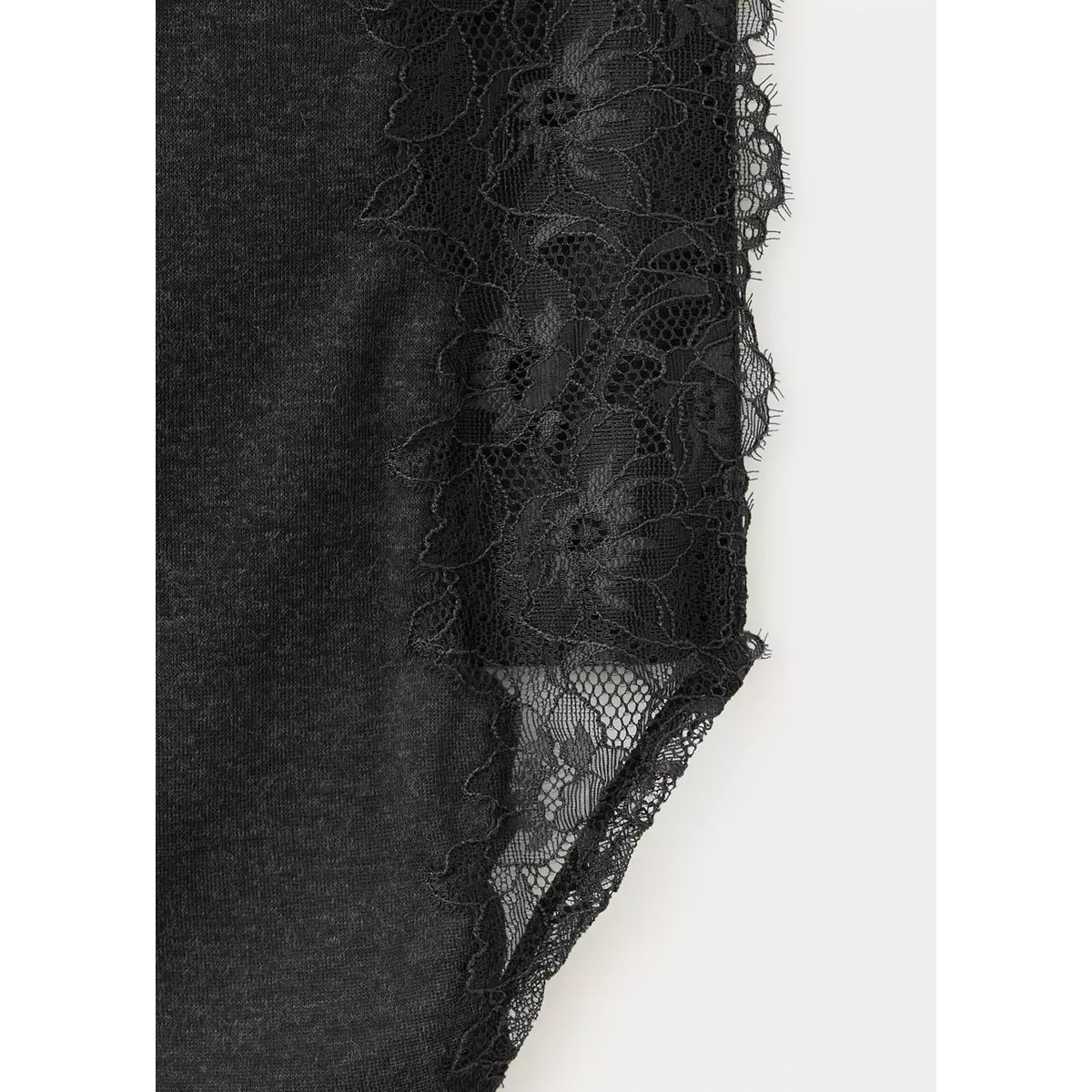 Top col montant dentelle gris anthracite, MANGO