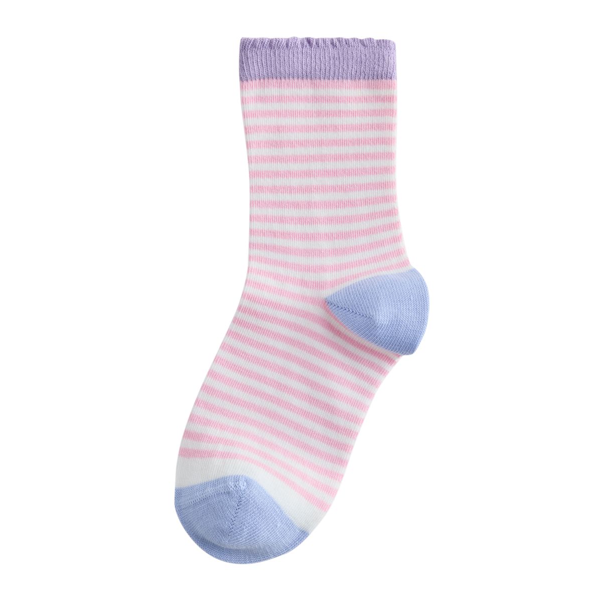 Socquettes en coton à rayures/pois, 7 paires rose et violet, NEXT