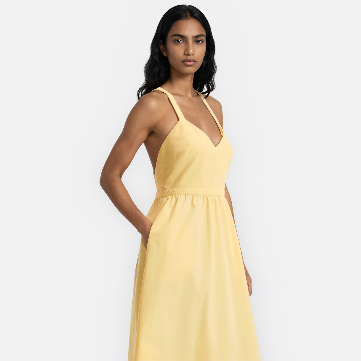 Robe longue à bretelles col V jaune, LA REDOUTE COLLECTIONS