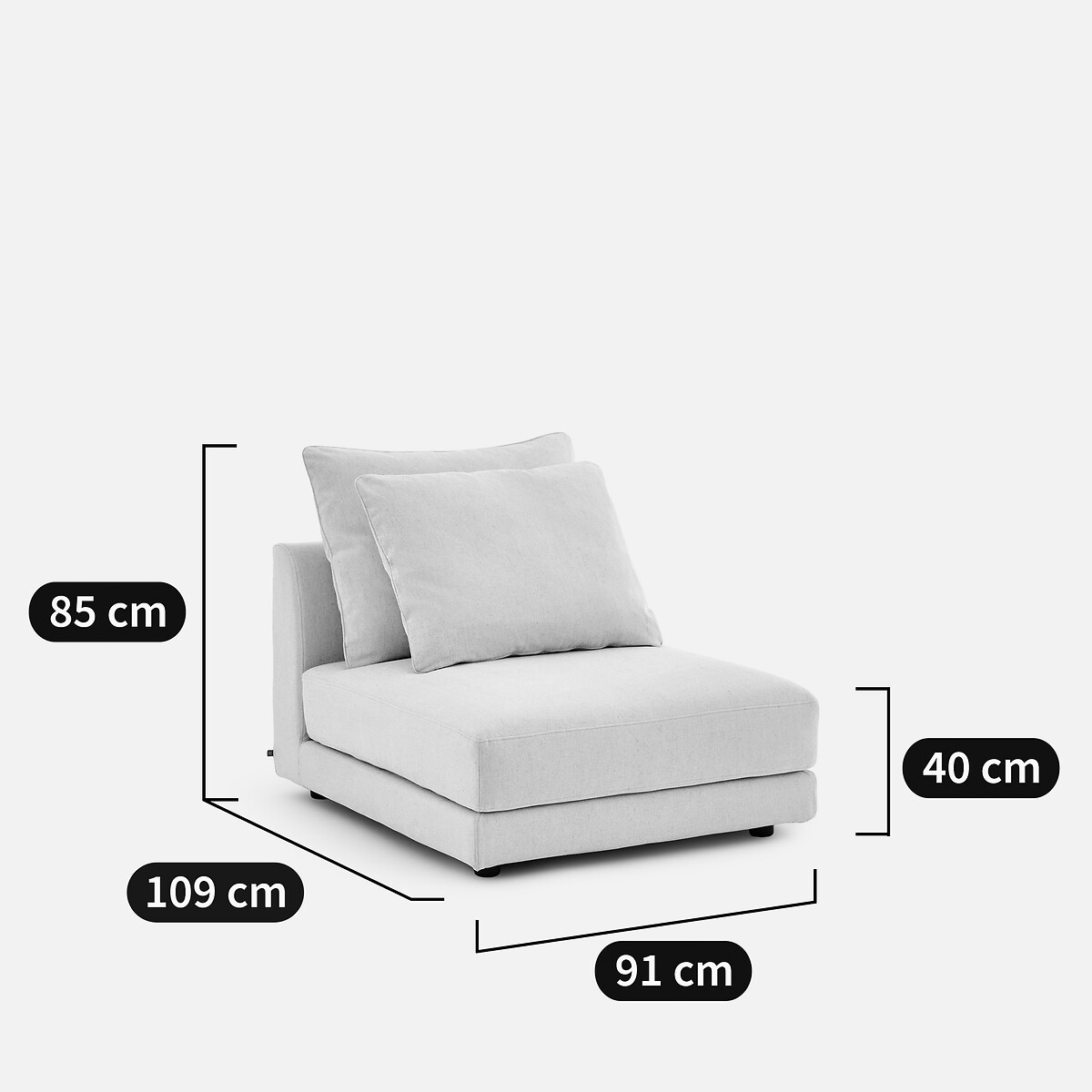 Chauffeuse modulable en toile chinée, TIBERIO ivoire, AM.PM