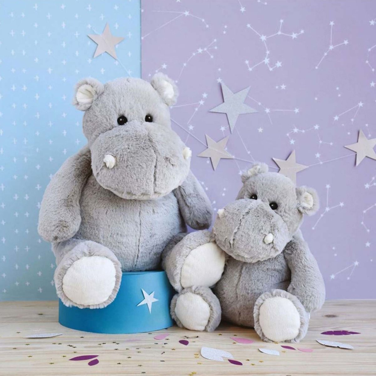Peluche Hippo'Dou 48 cm gris, HISTOIRE D'OURS