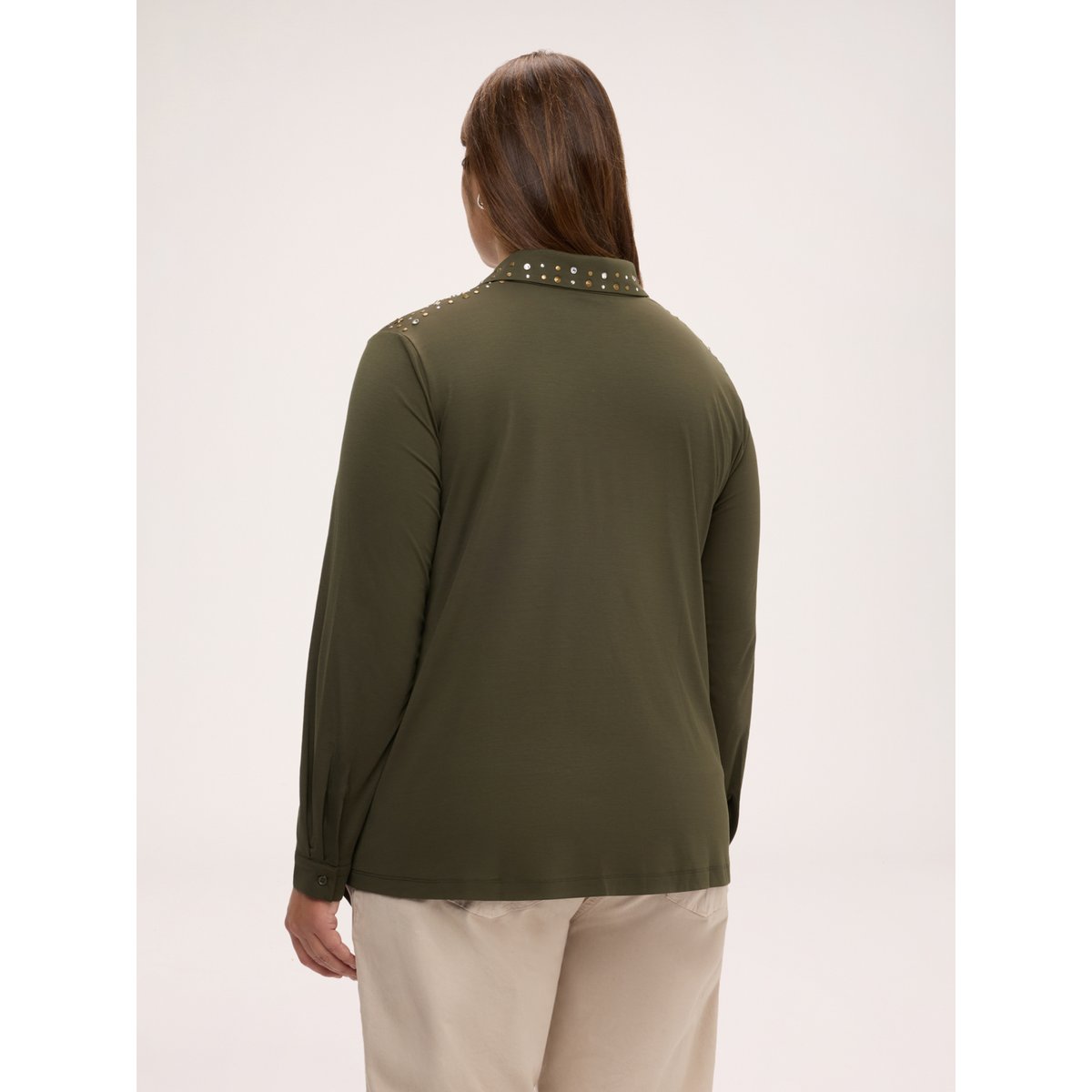 Chemise asymétrique à clous verde militare, FIORELLA RUBINO