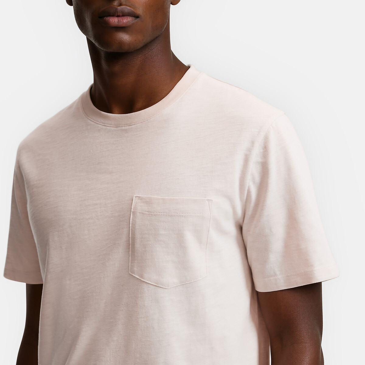 T-shirt col rond manches courtes beige, LA REDOUTE COLLECTIONS