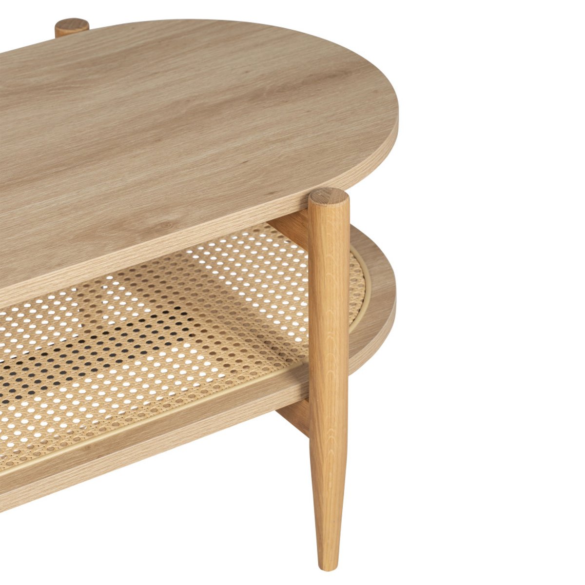 Table basse ovale en bois et cannage- ELLOS bois clair, DRAWER