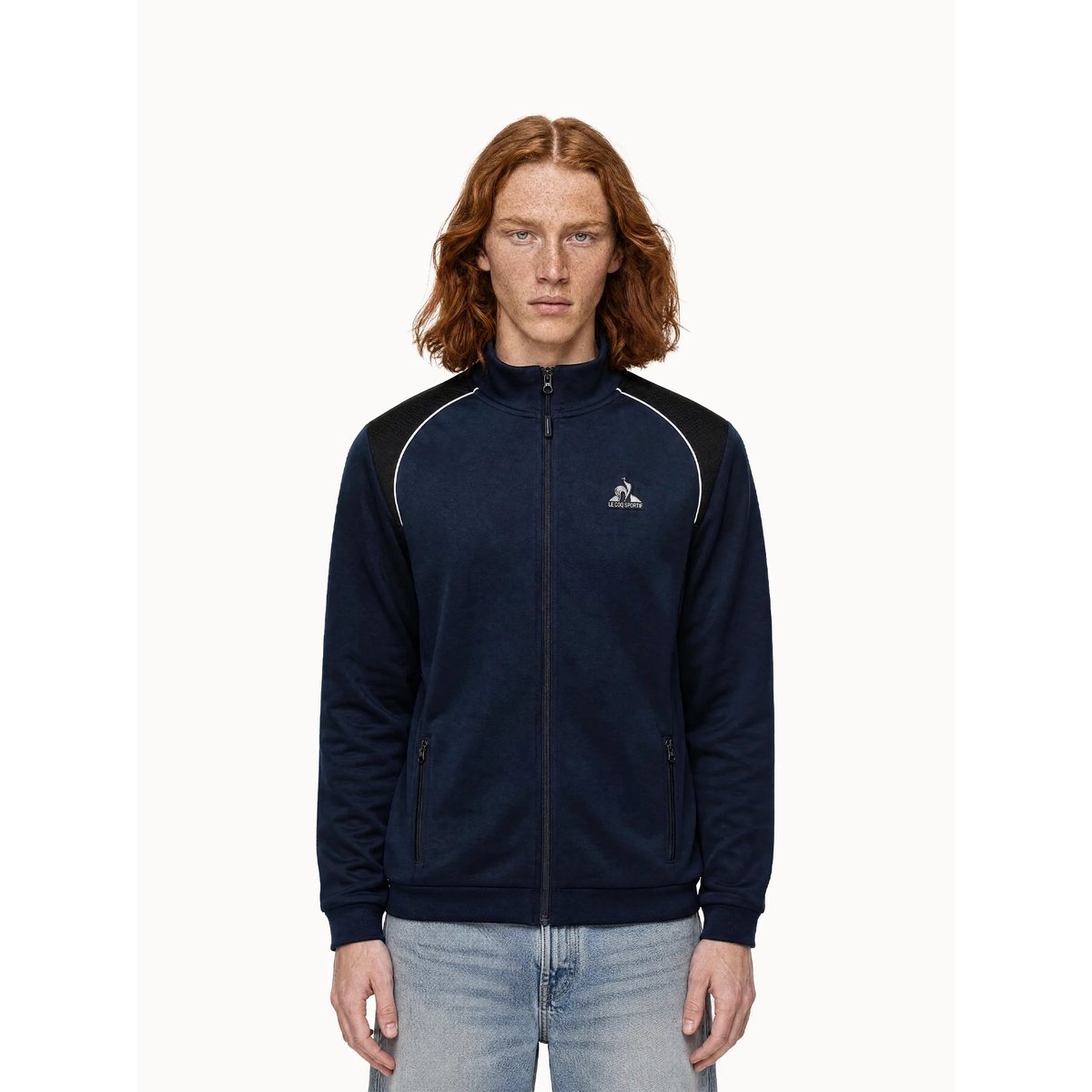 Veste zippée à capuche Coq d'Argent en jersey effet piqué Coq d'argent blue, LE COQ SPORTIF