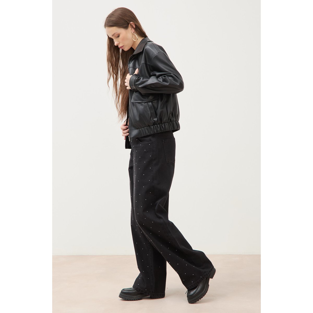 Blouson oversize manches longues noir, BONOBO
