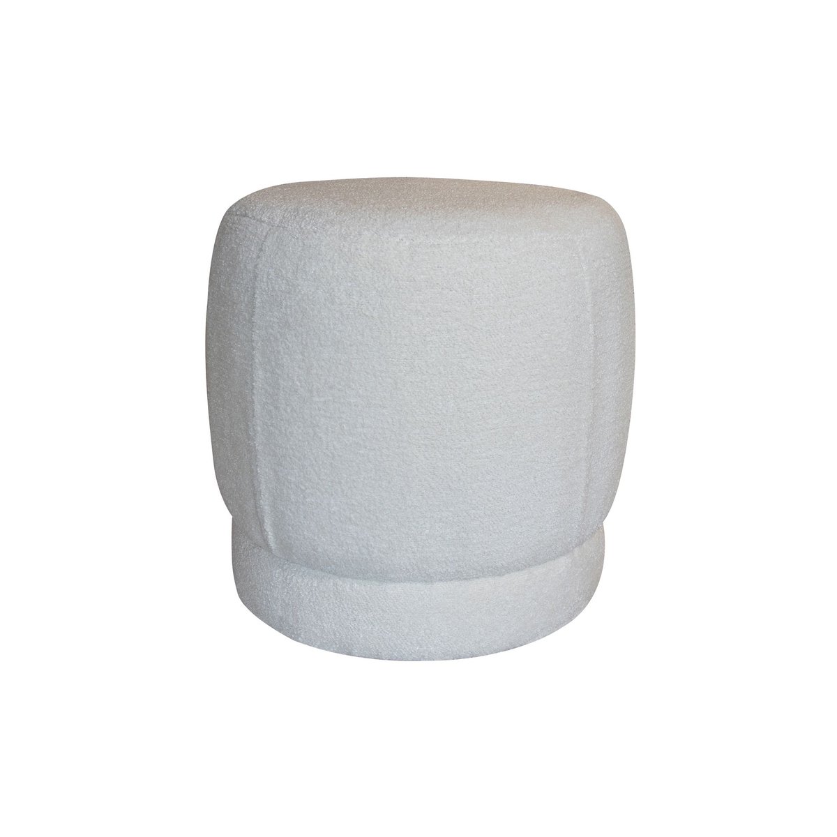 Pouf en tissu bouclette et structure en bois, MALO blanc, NOW'S HOME