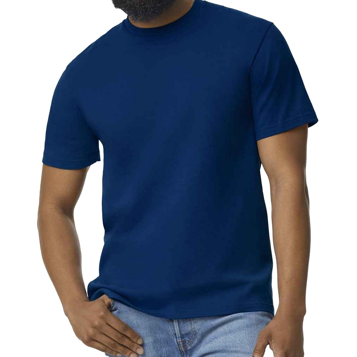 T-shirt uni manches courtes bleu marine, GILDAN