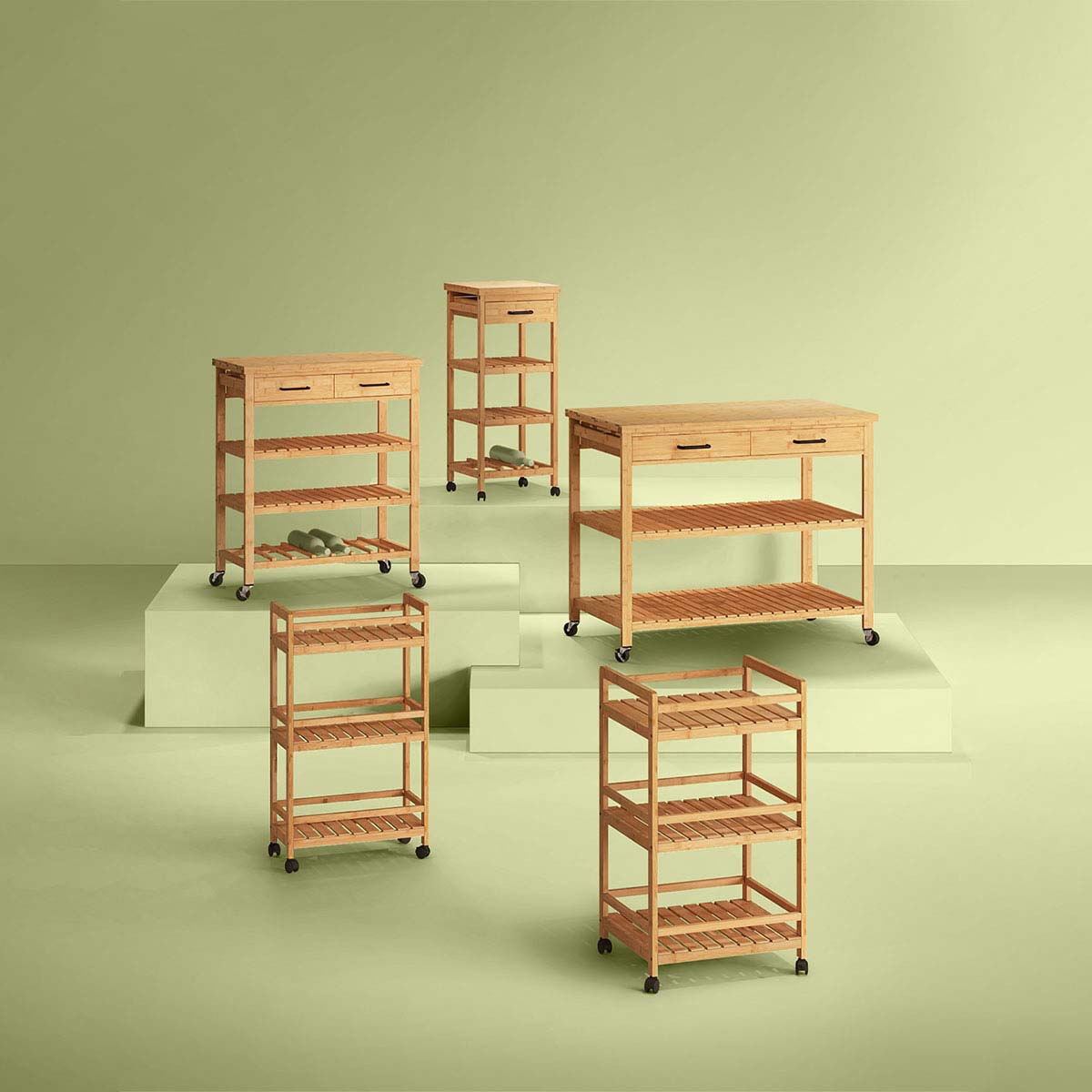 Desserte 3 niveaux en bambou LINHA beige, 5FIVE SIMPLY SMART