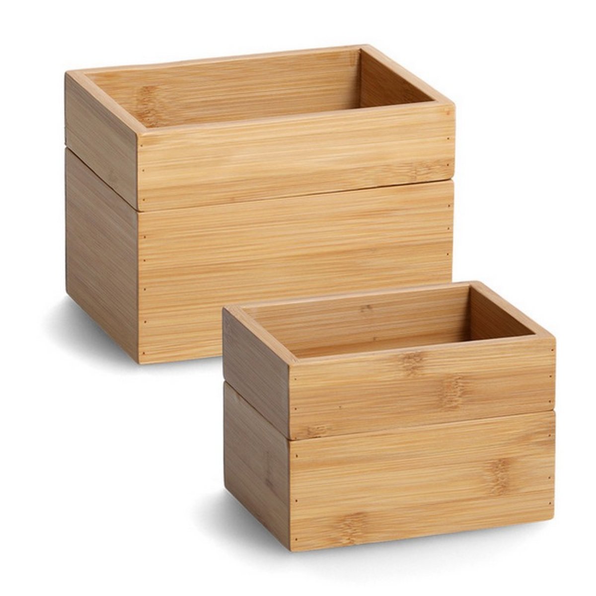 Boîtes rangement bambou set 2 bois clair, ZELLER PRESENT