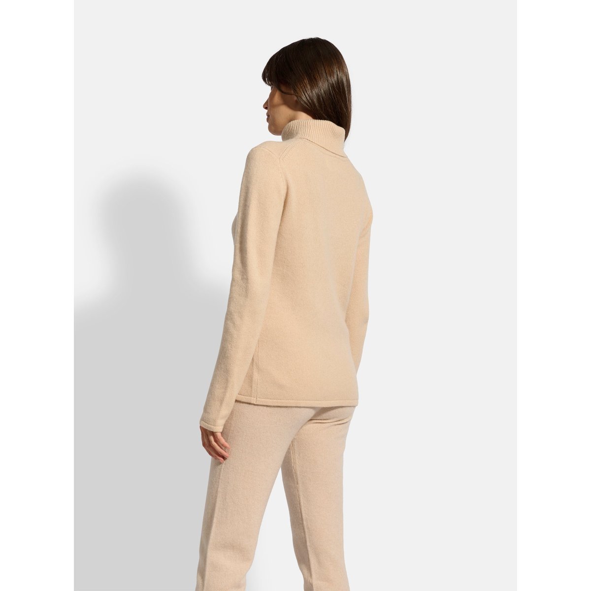 Pull Col Roulé 4 Fils Beige June beige, JUST CASHMERE