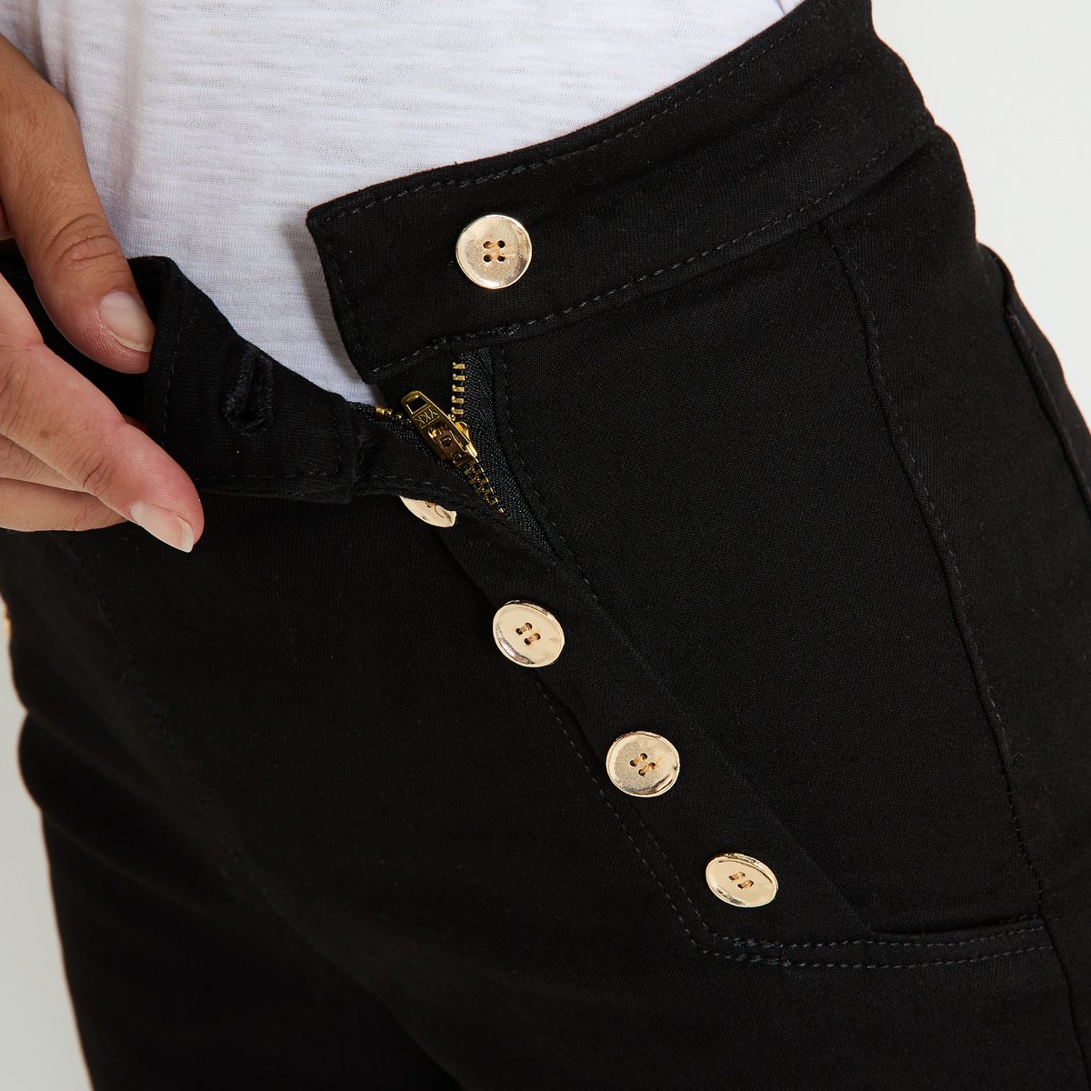 Jean flare POMPON F02 noir, GRAIN DE MALICE