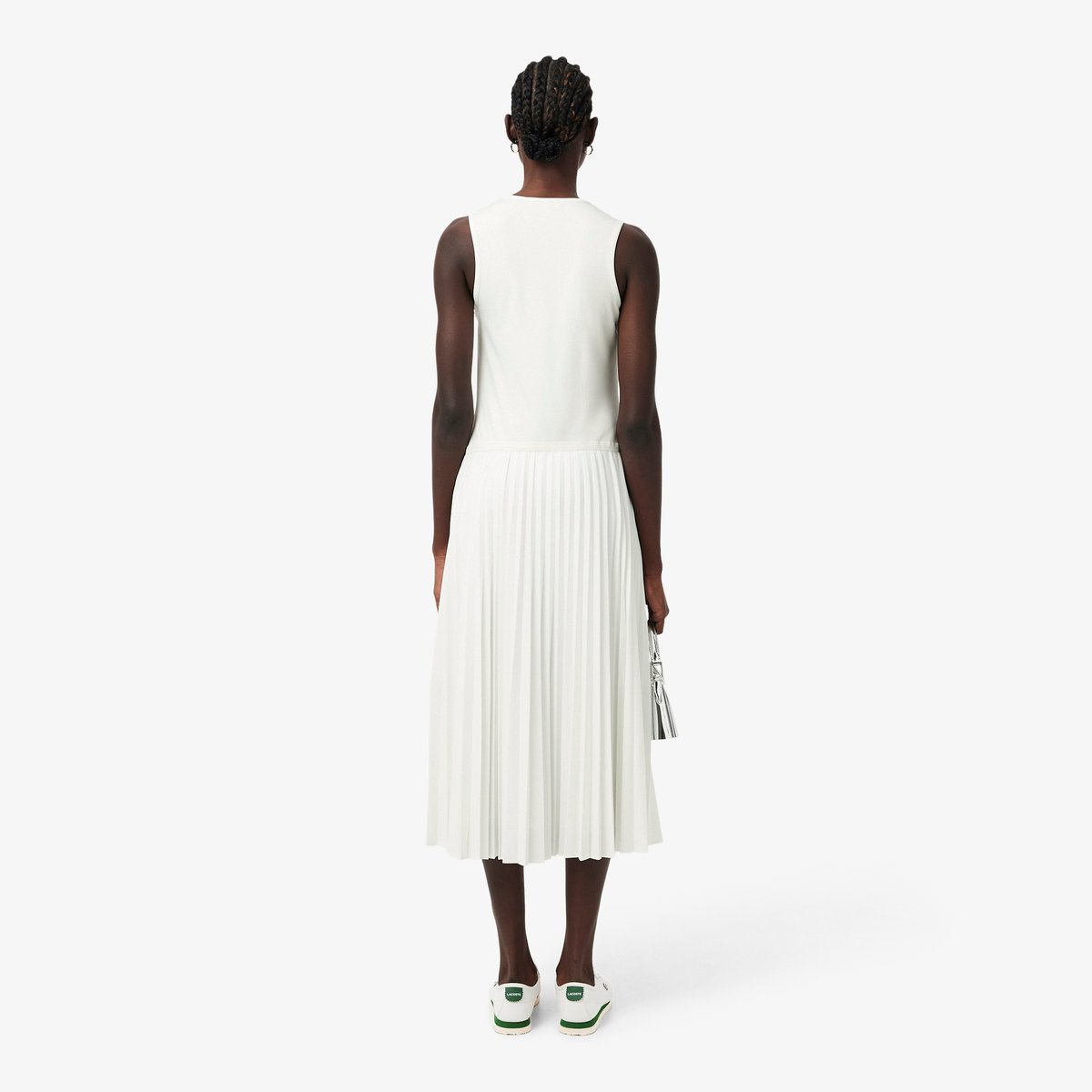 Robe longue plissée sans manches blanc-70v, LACOSTE