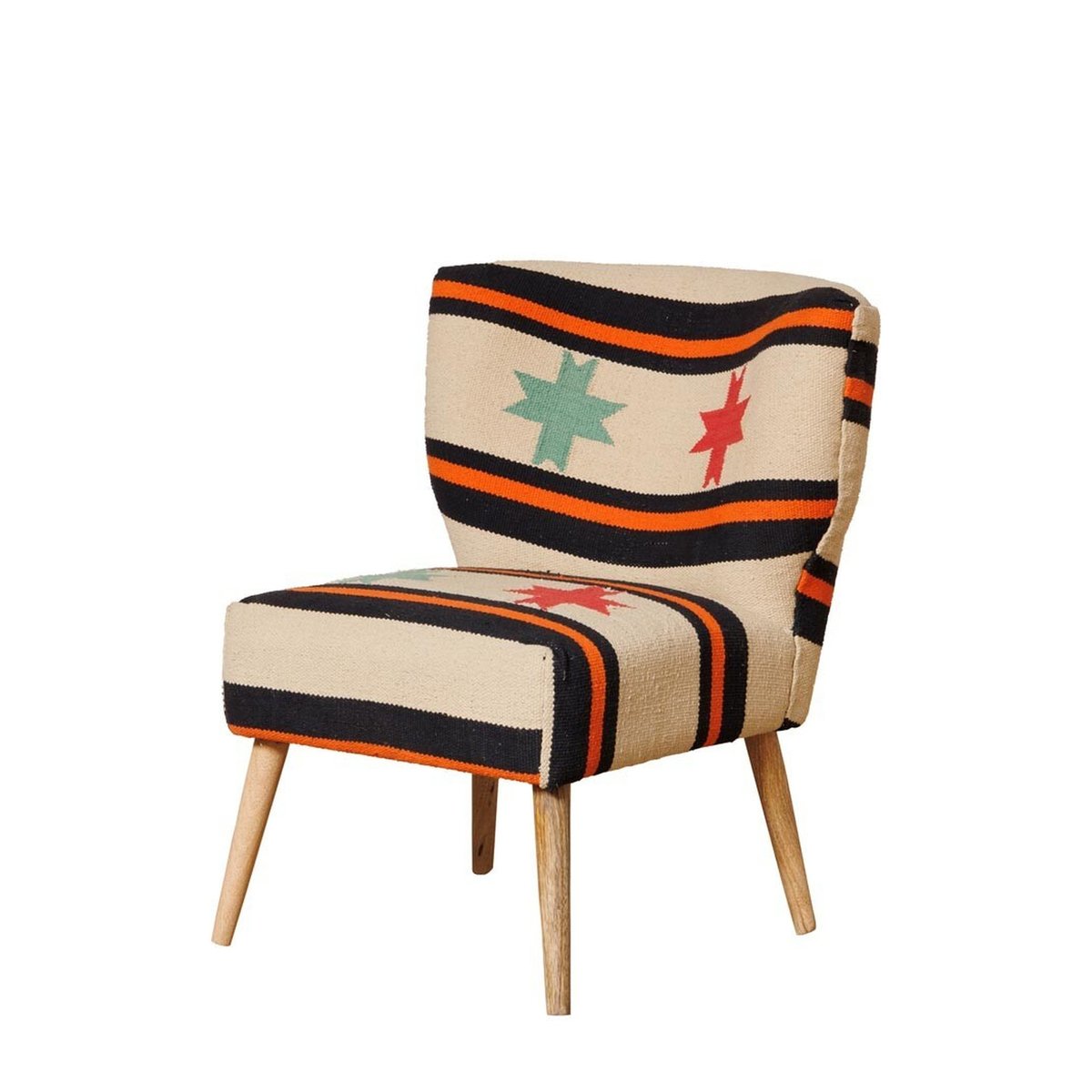 Fauteuil en tissu multicolore CRUZ beige, CHEHOMA