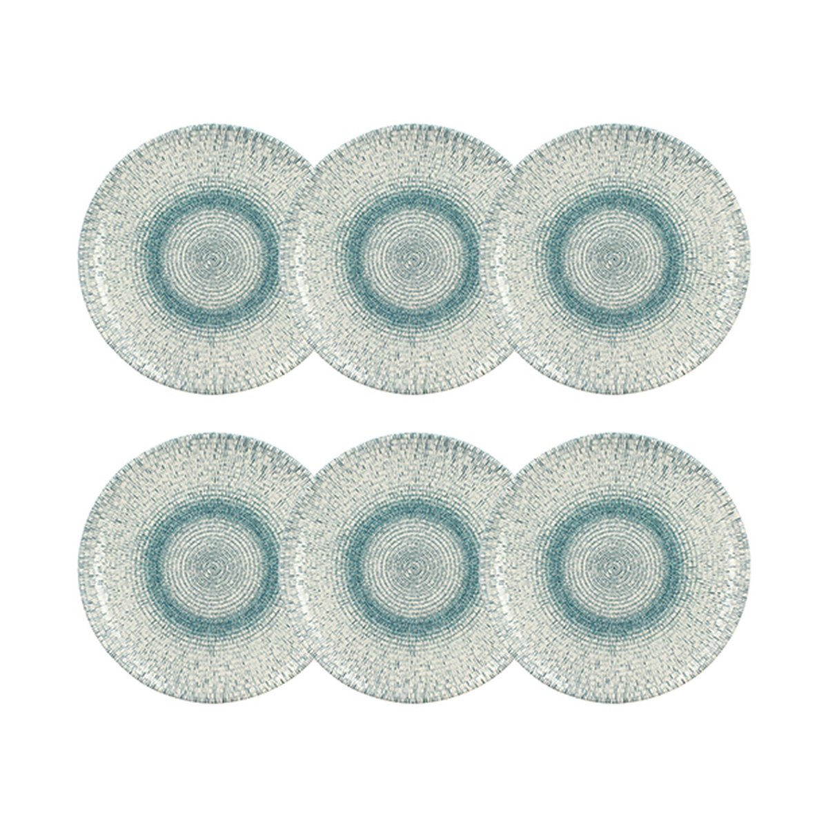 Lot de 6 assiettes plates en porcelaine 27cm, AQUA blanc-bleu, NOVASTYL