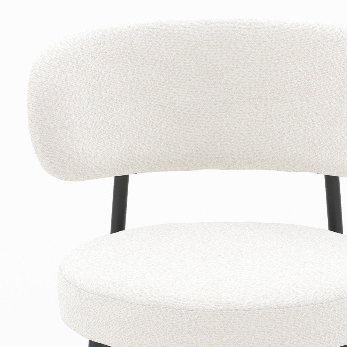 Lot de 2 chaises en tissu bouclé et pieds - MAËLIE blanc cassé, MAISON PAVANE