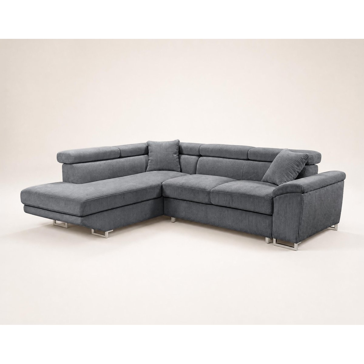Canapé d'angle gauche 5 places convertible, BAOJI gris, BEST MOBILIER