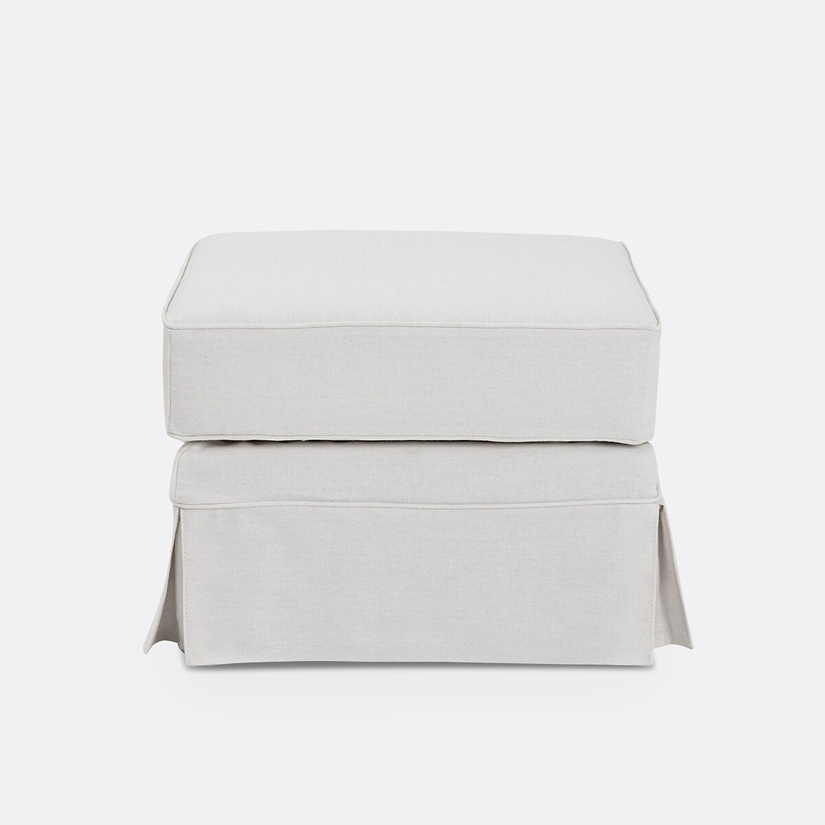 Pouf, déhoussable, en lin épais, confort supérieur, ADELIA blanc, LA REDOUTE INTERIEURS