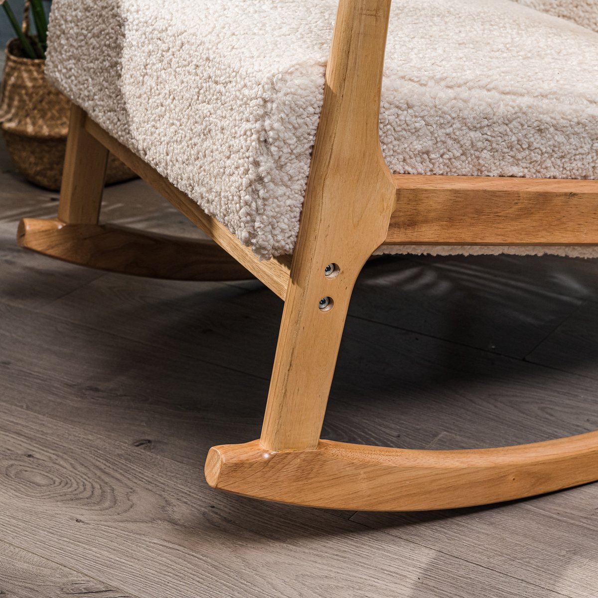Rocking chair, bois et bouclette, DIANA blanc cassé, NORDLYS