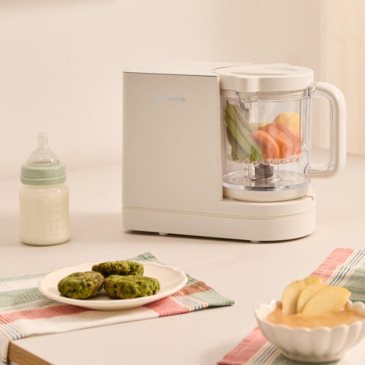 Robot culinaire pour bébés BABY CHEFBOT blanc cassé, CREATE