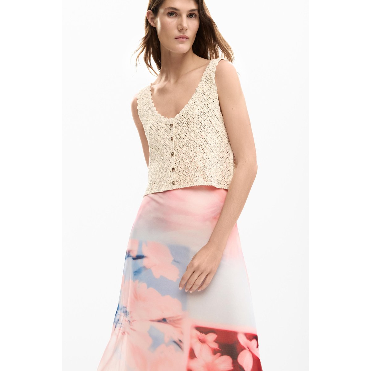 Robe combinée crochet rouge, DESIGUAL