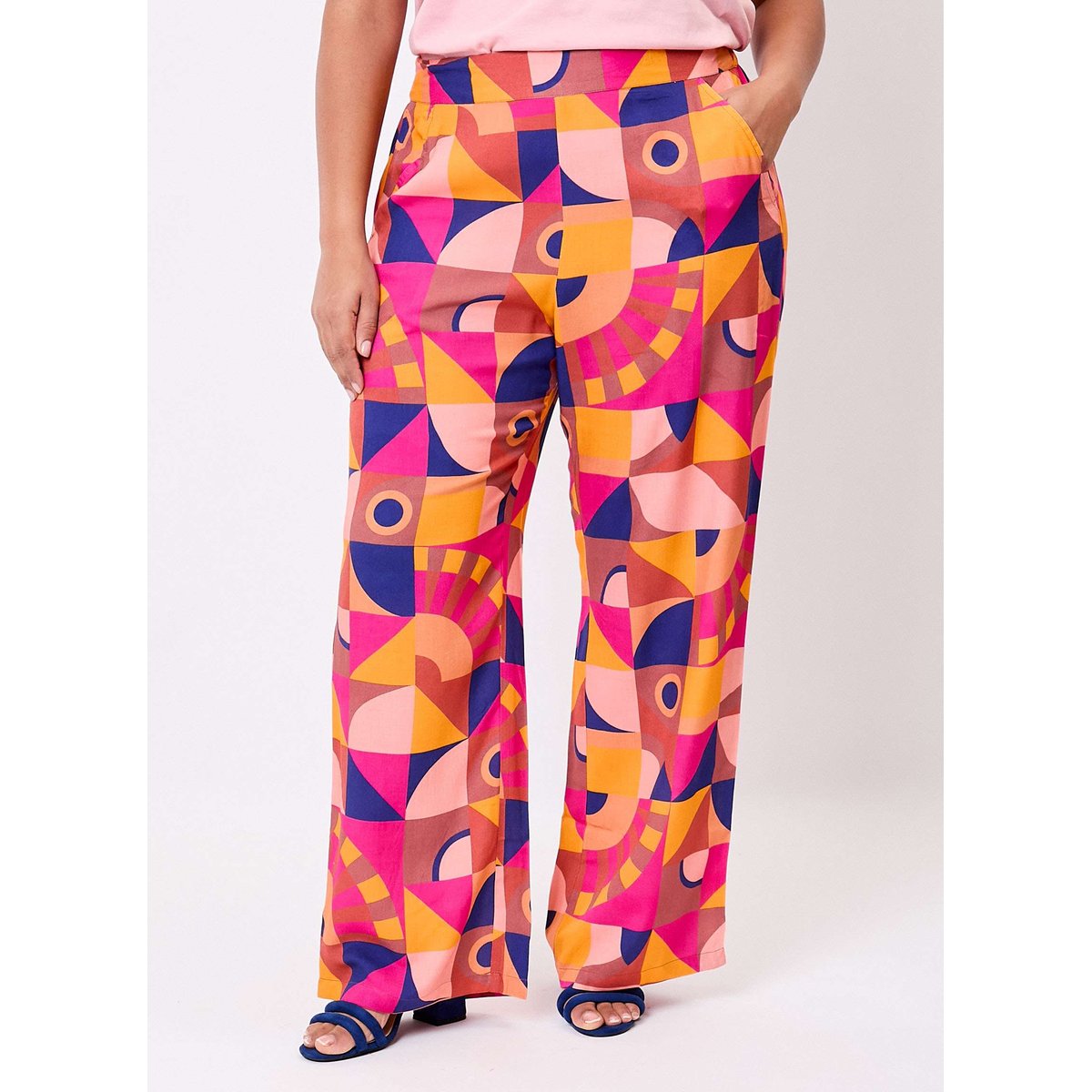 Pantalon fluide ample imprimé ESTIA rose maimuna, LA FIANCÉE
