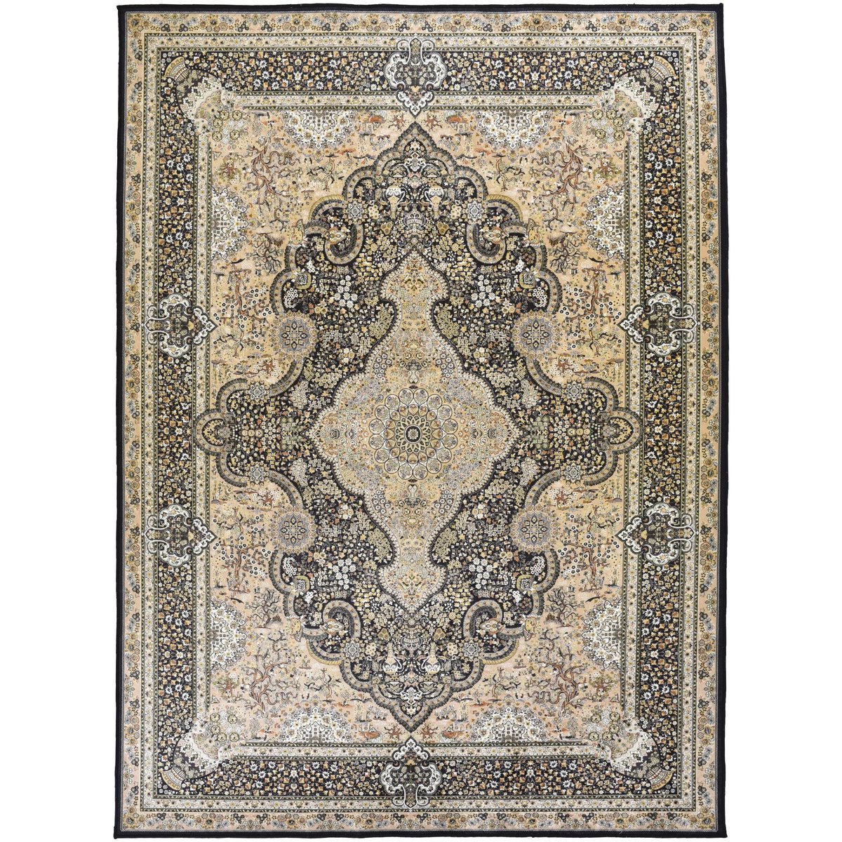 Tapis imprimé Gaia plat très doux or, GINO FALCONE