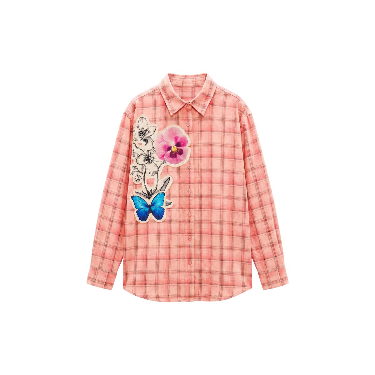 Chemise à carreaux à fleurs rouge, DESIGUAL