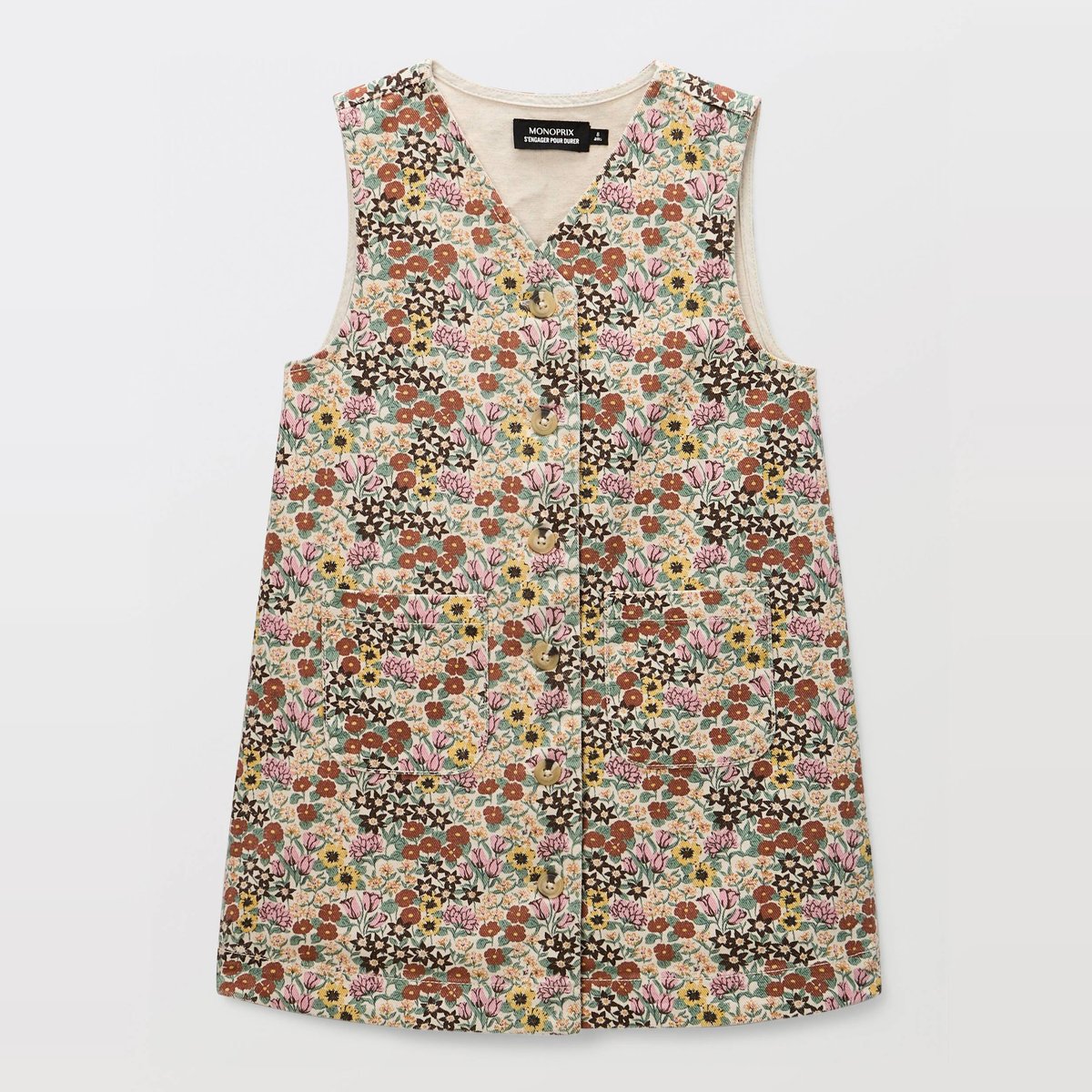 Robe twill imprimée en coton blé, MONOPRIX