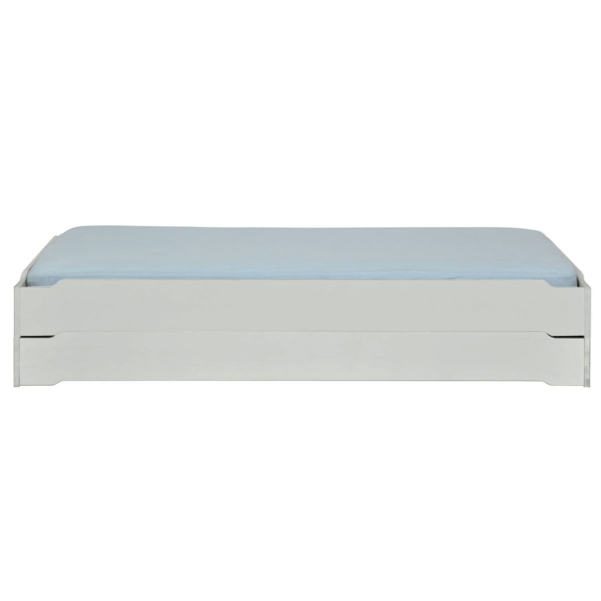 Pack 2 lits empilables et 2 matelas Bois massif JELLY gris, AKITEN RETAIL