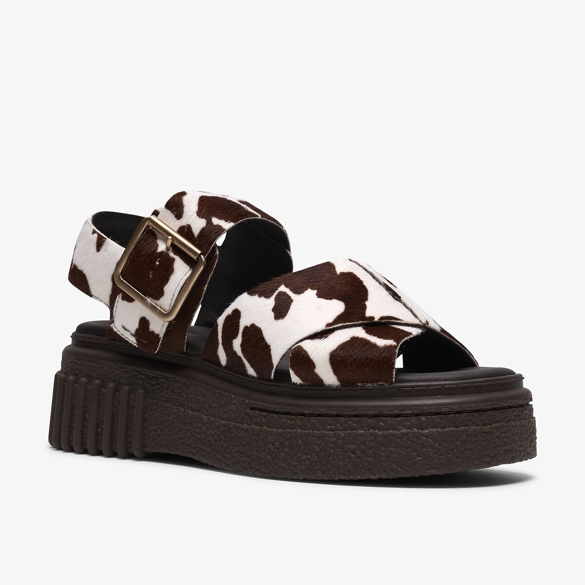 Evamar Wish Cowhide Leather Sandals brown/white, CLARKS