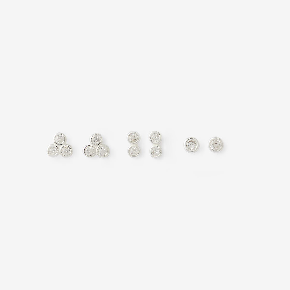 Set 3 paires de puces d'oreilles zircon - argent 925 argenté, BALABOOSTE