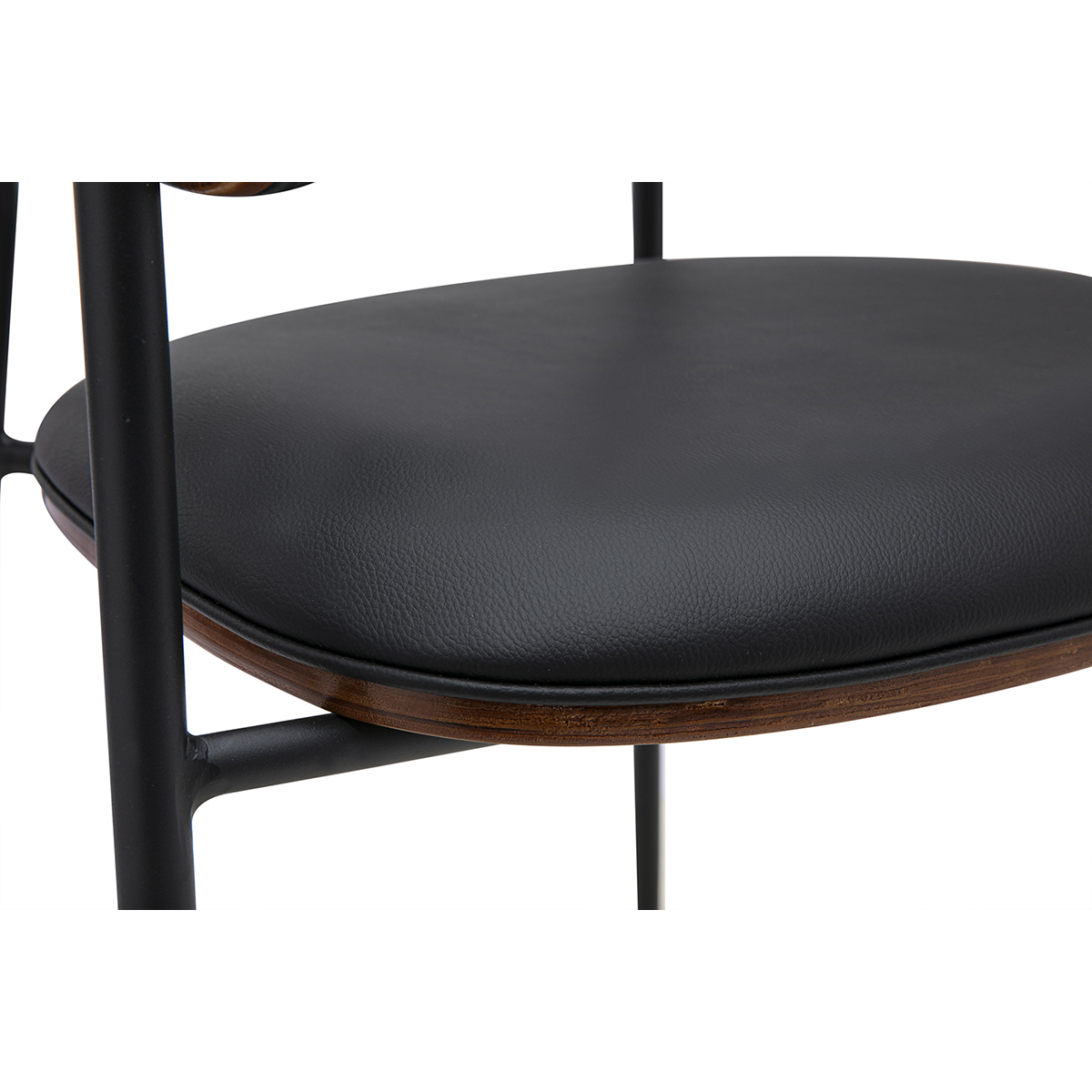 Chaise design noire et bois foncé noyer DANTE noir, MILIBOO