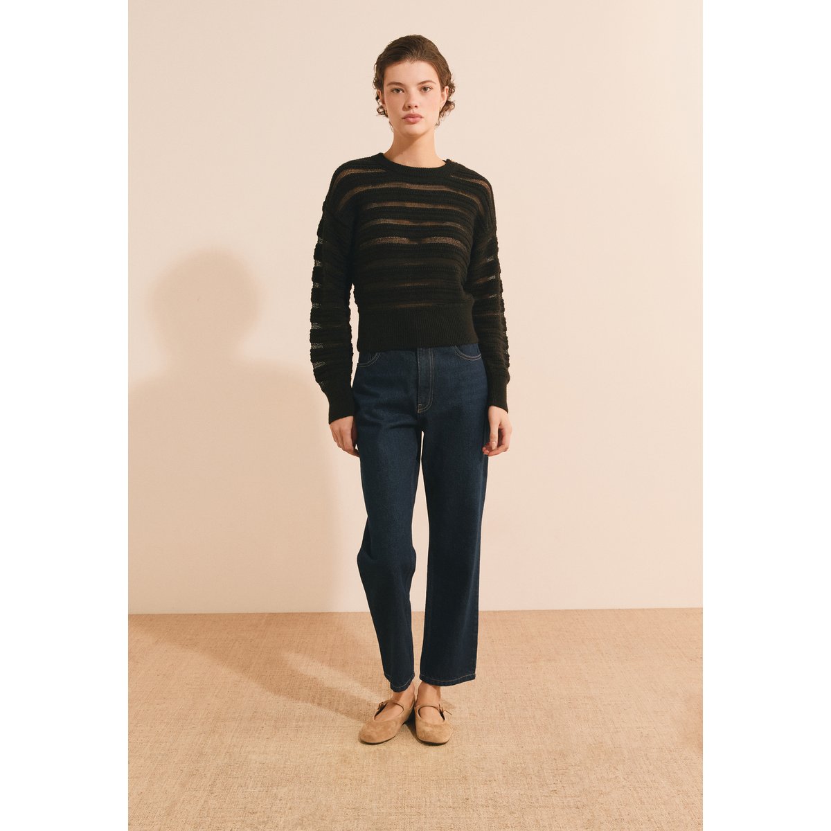 Pull manches longues avec boutons dorés SALVATORE noir, ETAM
