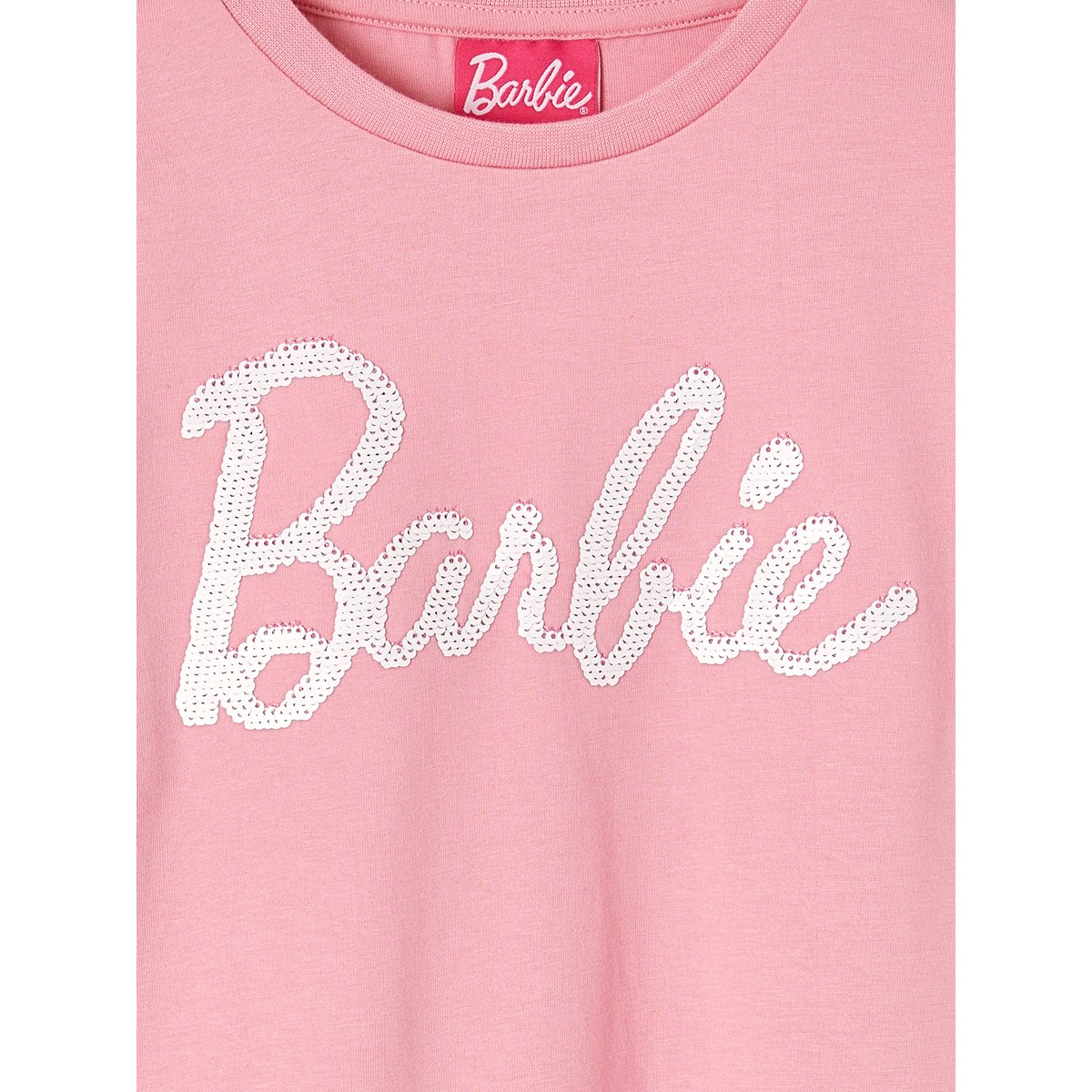 Tee-shirt Barbie motif en sequins réversibles rose bonbon, VERTBAUDET