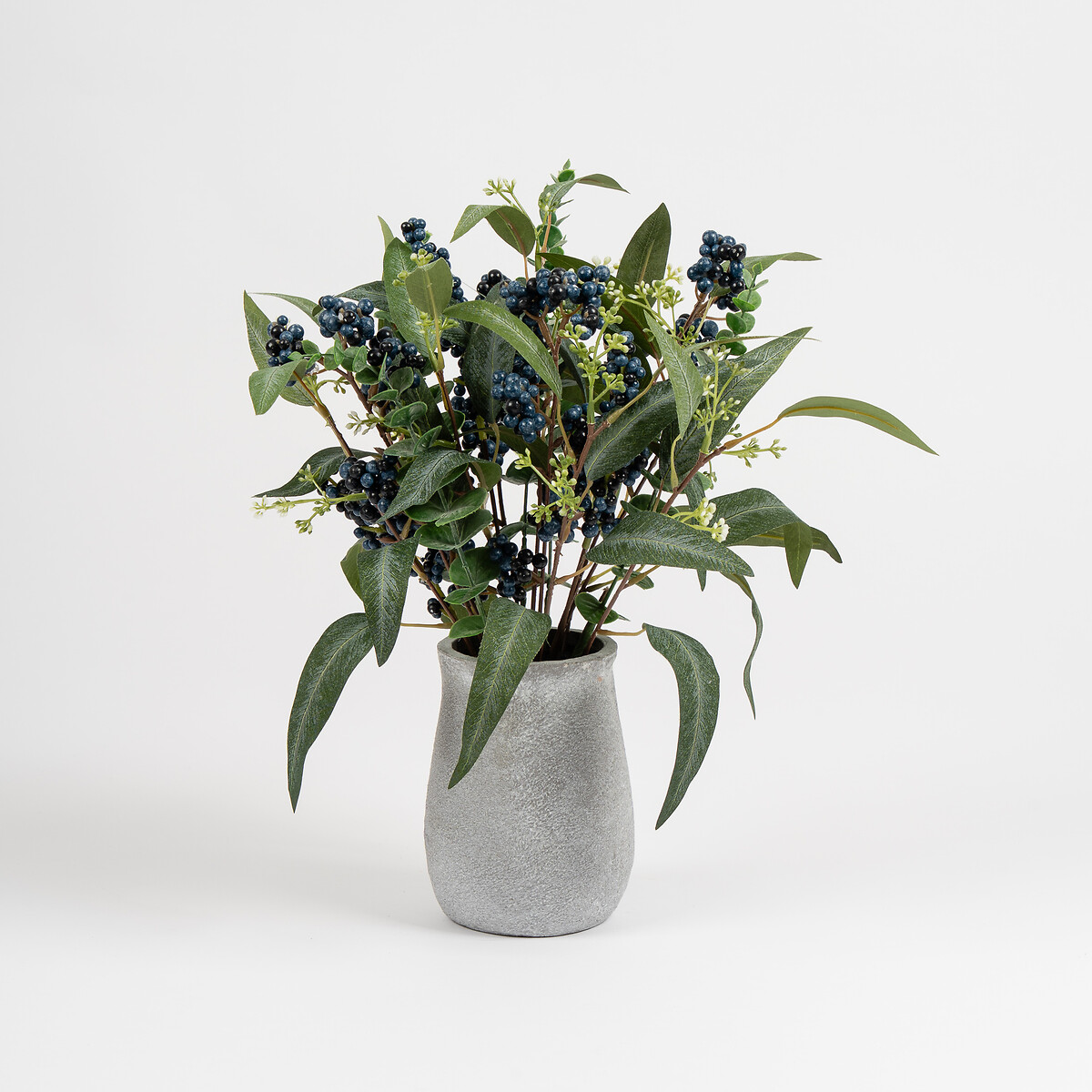 42cm Eucalyptus and Berry Arrangement in Ceramic Vase green, SO'HOME