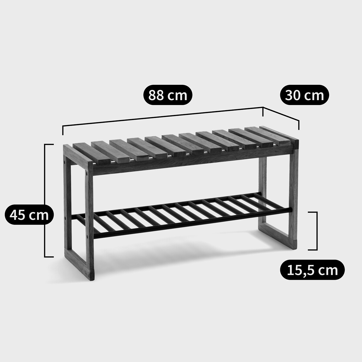 Kia Solid Oak & Metal Bench wood/metal, LA REDOUTE INTERIEURS