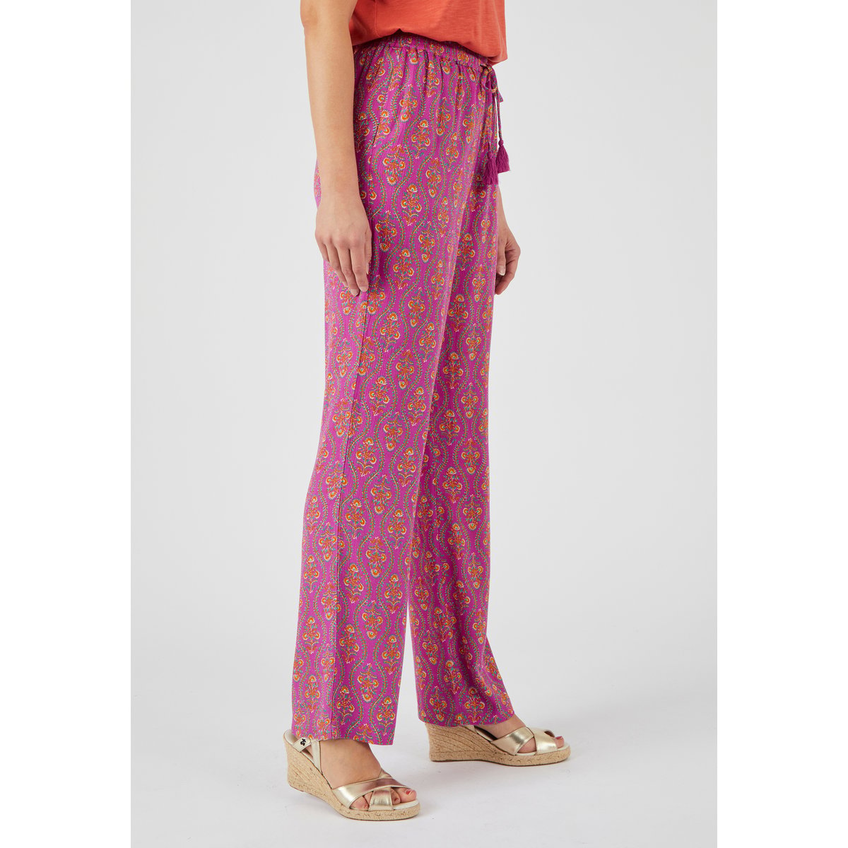 Pantalon fibres pure viscose Lenzing(TM) violet mauve fleuri, DAMART