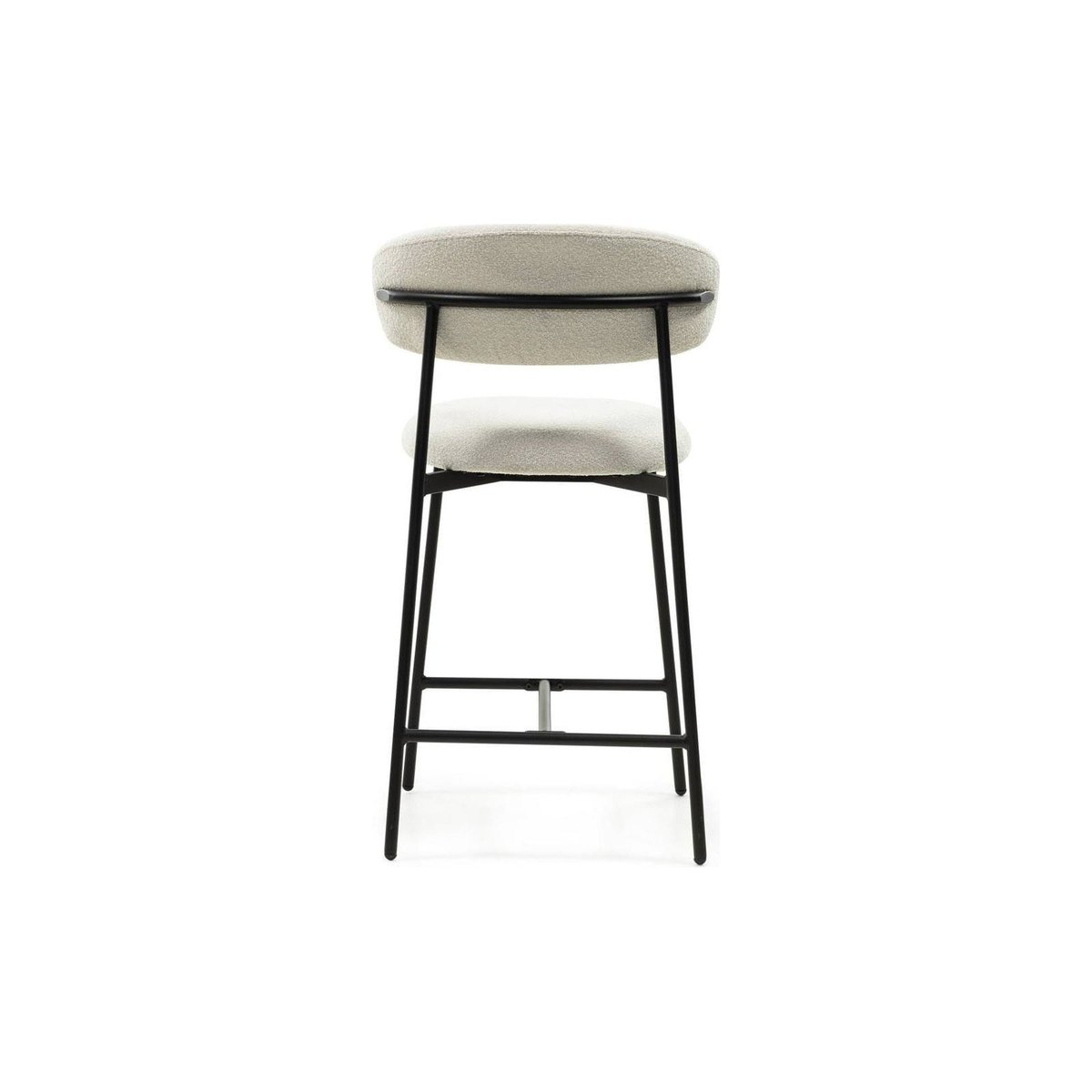 Tabouret de bar bouclette collection LORO crème et noir, RECOLLECTION