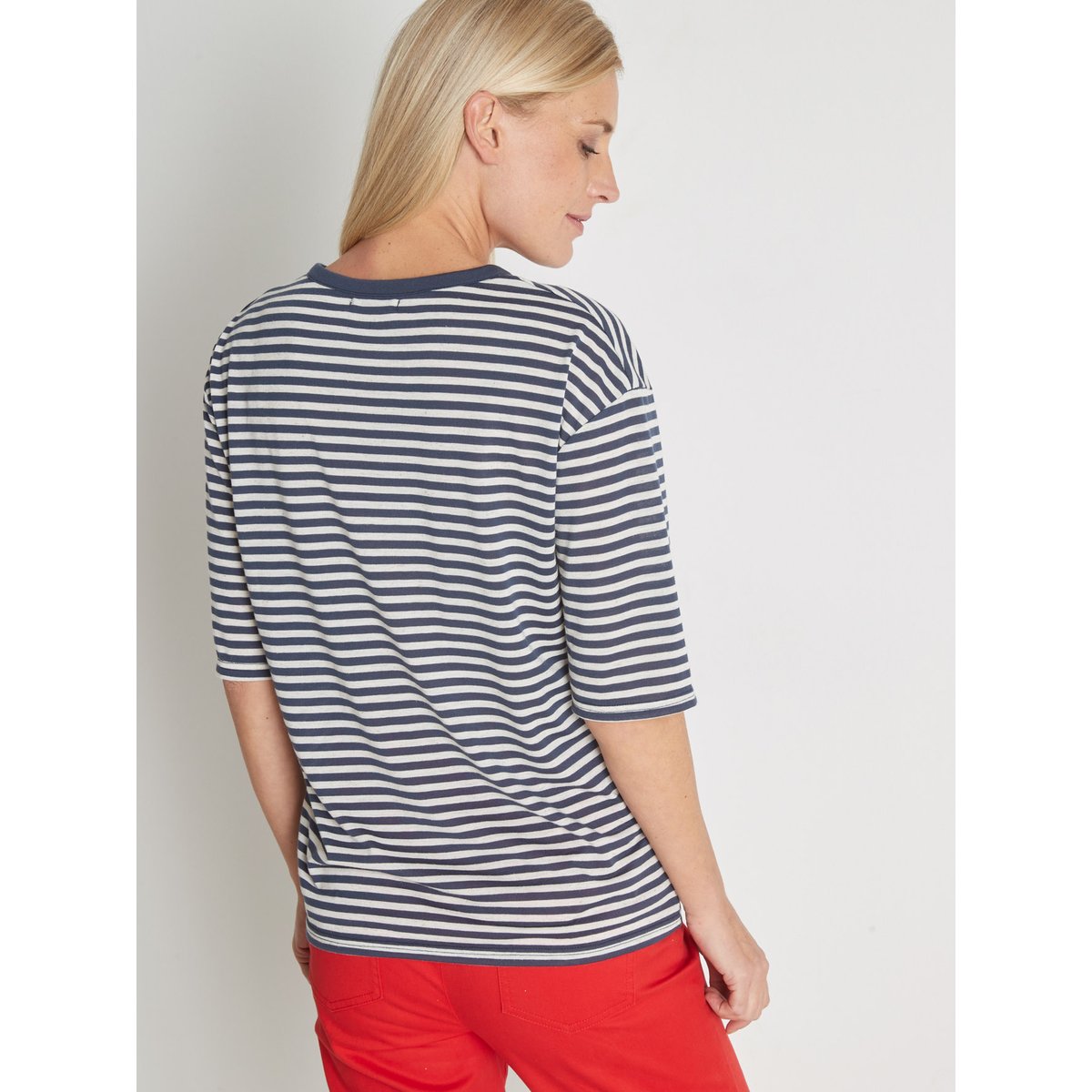Tee-shirt marinière blanc rayé bleu, DAXON