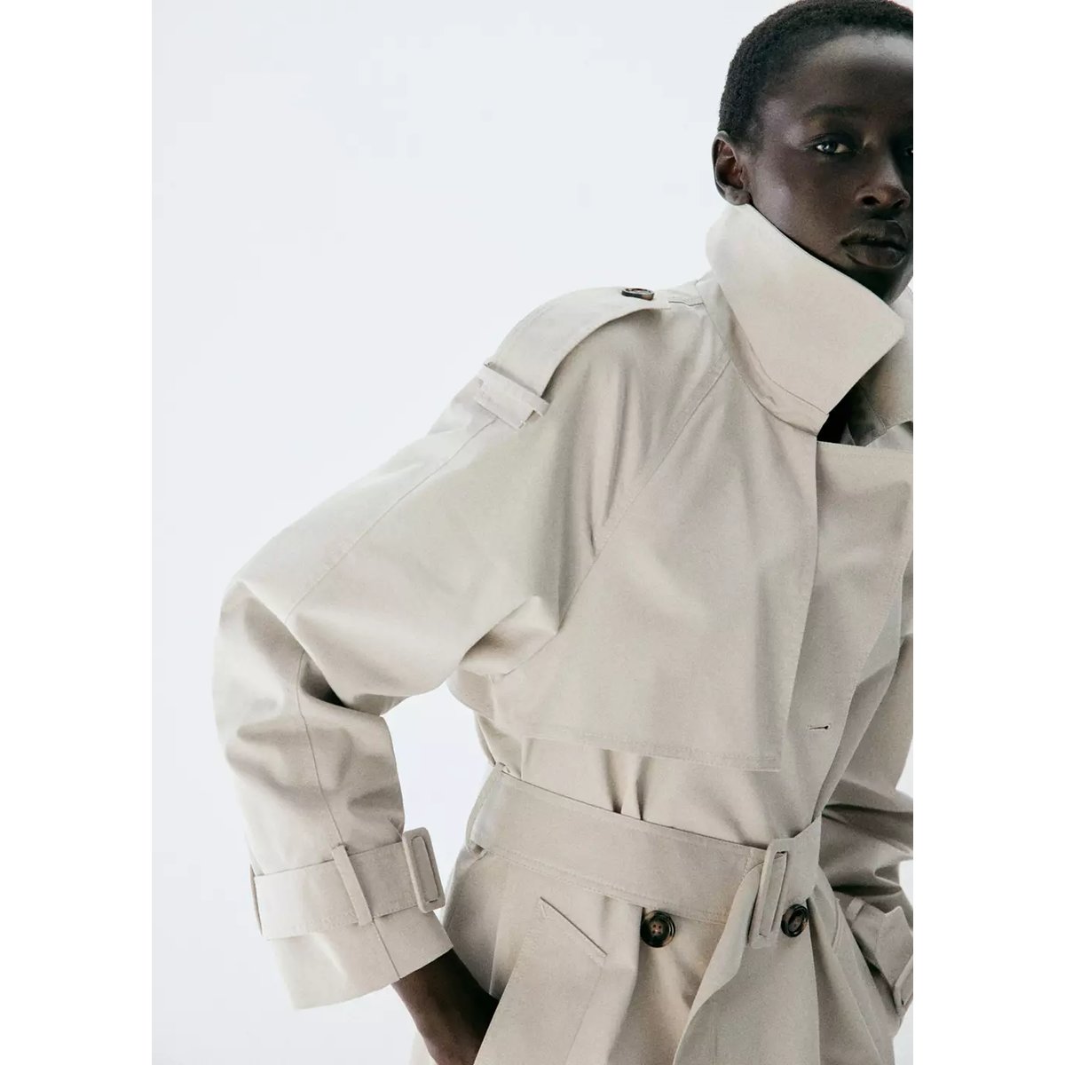 Trench long double boutonnage gris clair/pastel, MANGO
