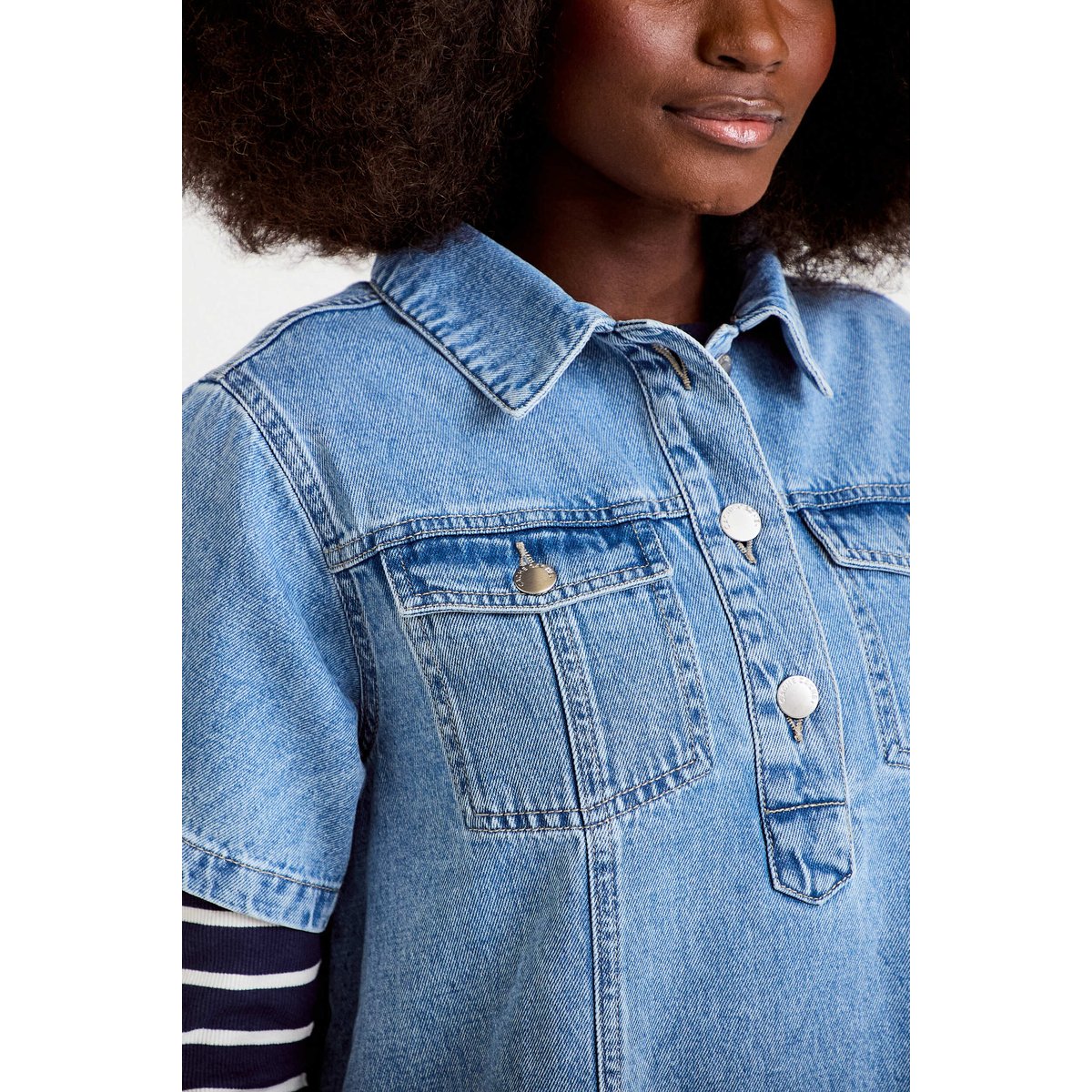 Robe droite en jean denim double stone, CACHE CACHE