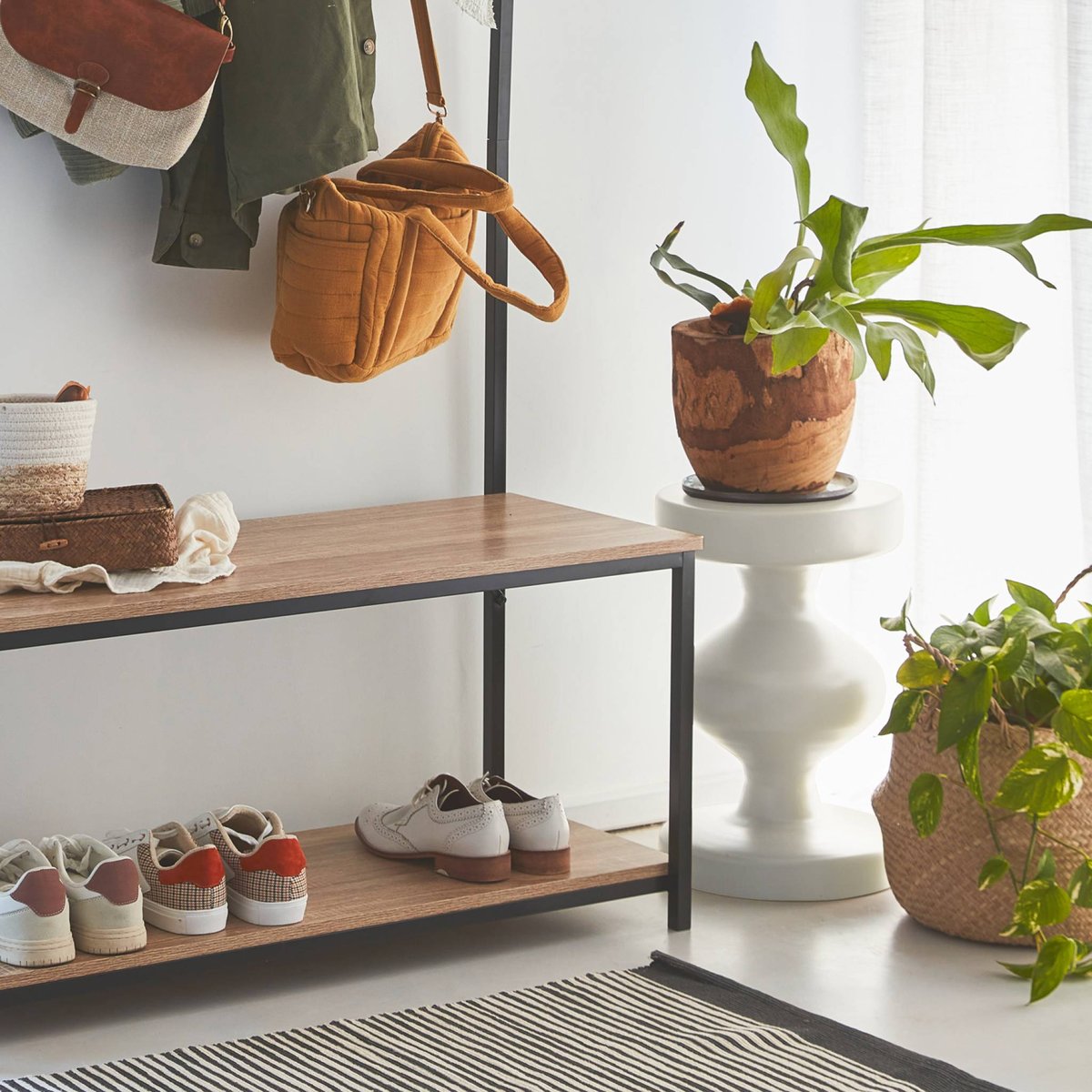 Table d'appoint, bout de canapé, table de chevet métal Ø29,5 x H48,5cm HAWA crème, SWEEEK
