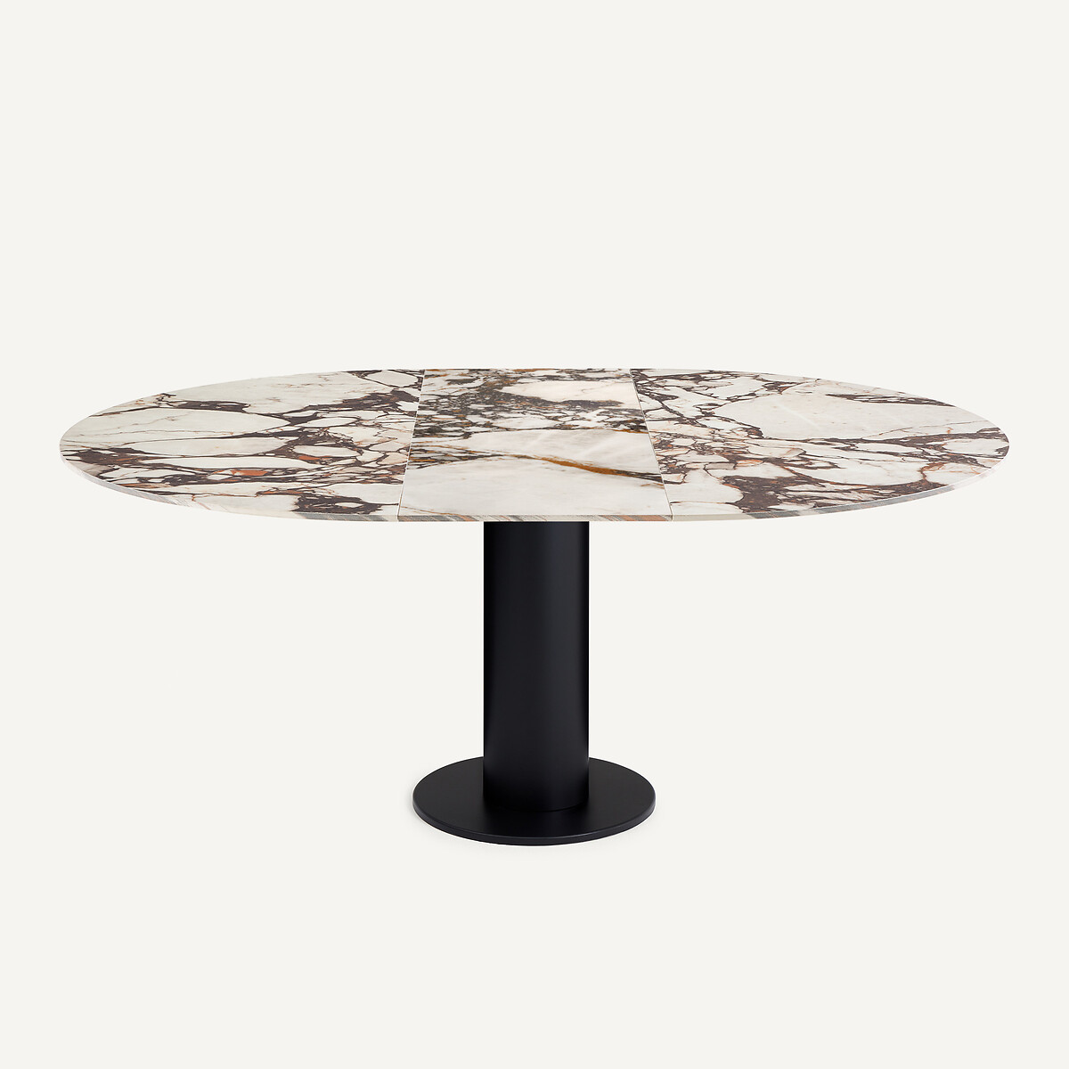 Plateau de table rond, extensible, en céramique, diamètre 135 à 180 cm, EXTENDO céramique marbre brique, AM.PM